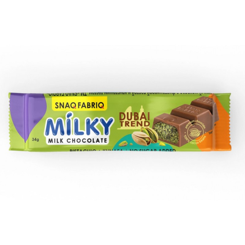4. SNAQFABRIQ MILKY CHOCOLATES PISTACHIO+KUNAFA DUBAI TREND